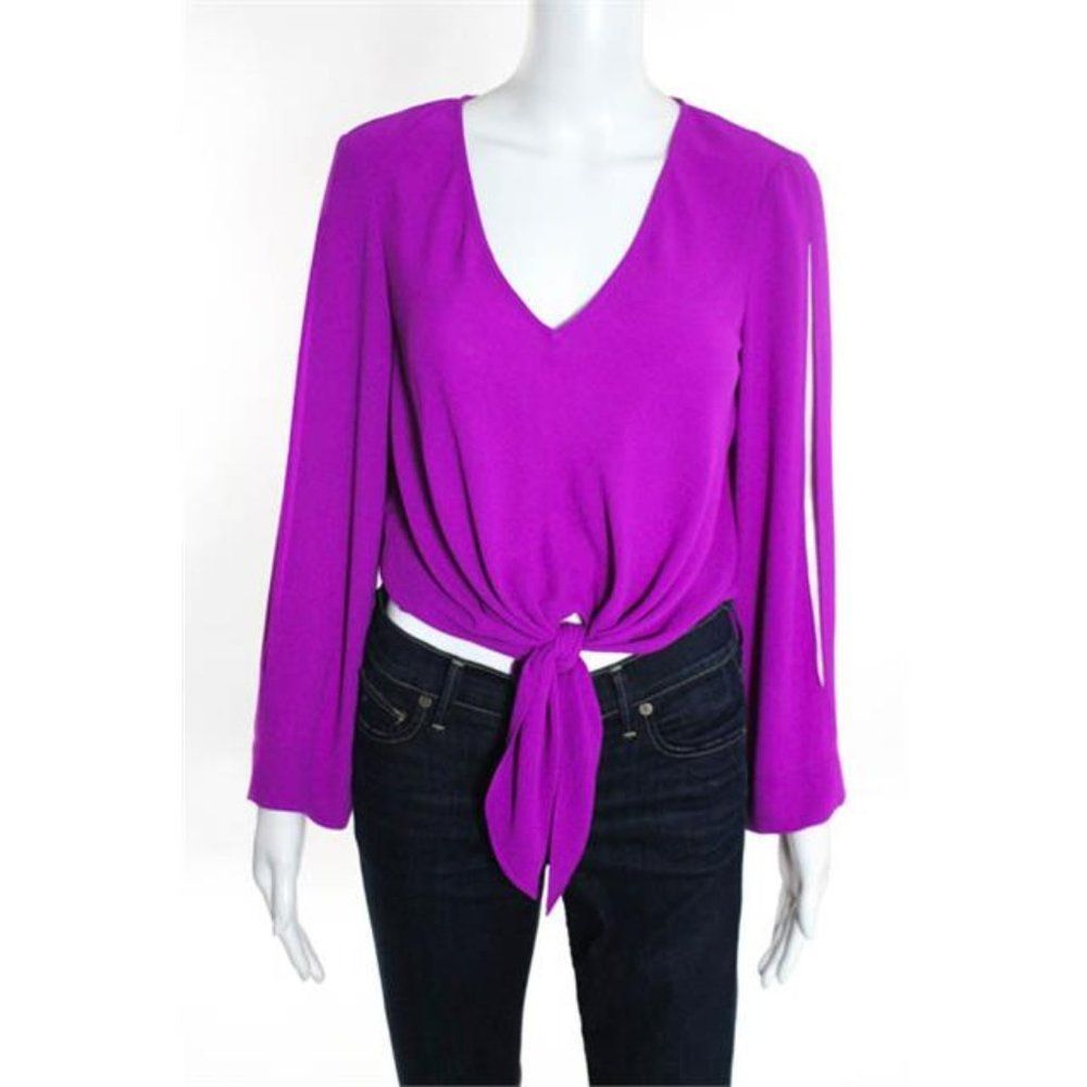 RACHEL RACHEL ROY PURPLE LONG SLEEVE TIE FRONT TOP - Picture 4 of 9